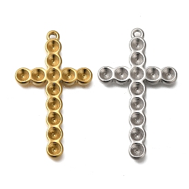 Ion Plating(IP) 304 Stainless Steel Pendant Rhinestone Settings, Cross