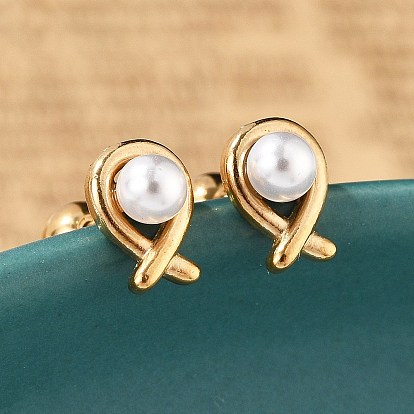 304 серьги-гвоздики из нержавеющей стали с имитацией жемчуга, круглые, с имитацией жемчуга