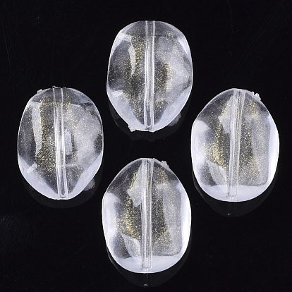 Transparent Acrylic Beads, Glitter Beads, Oval