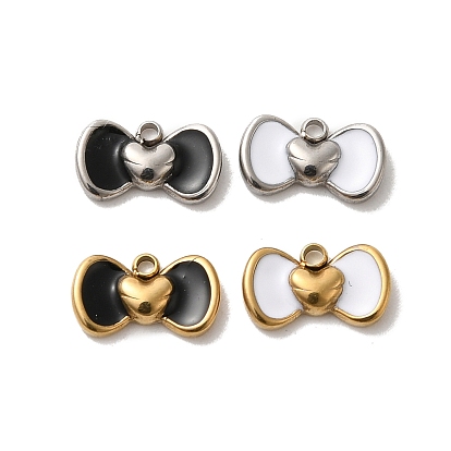 304 из нержавеющей стали шармы эмали, бантик с подвеской в виде сердечка