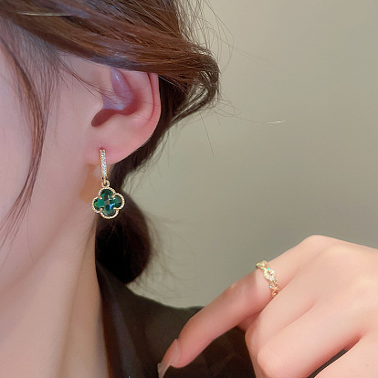 Van Cleef Inspired Earrings - Emerald Green Clover Studs