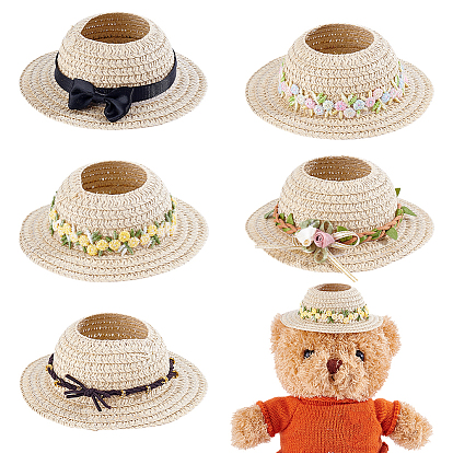 5шт. 5 стили папирусная и полиэстерная шляпка для куклы, для поделок куклы игрушки кукольные плюшевые животные изготовление