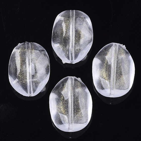 Transparent Acrylic Beads, Glitter Beads, Oval