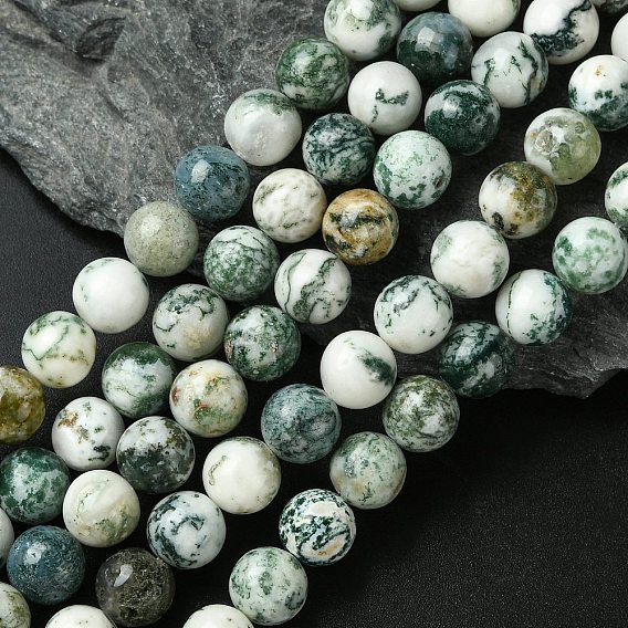Натуральные древесные агатовые круглые бусины из драгоценных камней