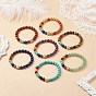 7Pcs 7 Style Natural & Synthetic Mixed Gemstone Stretch Bracelets Set with Alloy Buddha Head Beaded, Chakra Yoga Stackable Bracelets for Women