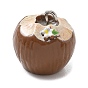Opaque Resin Imitation Food Pendants, Coconut Charms, with Platinum Iron Loop