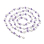 Glass Pearl Round Beads Chains for Necklaces Bracelets Making, with Platinum Iron Eye Pin, Unwelded, 39.3 inch