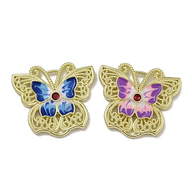 Rack Plating Alloy Enamel Pendants, Cadmium Free & Nickel Free & Lead Free, Butterfly Charm, Golden