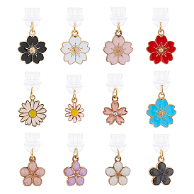 12шт. ПВХ мобильные пылезащитные заглушки, с подвесками из сплава эмали и хрустальных страз, цветок, золотые