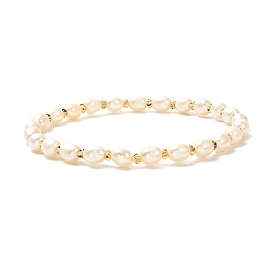 Natural Pearl Beads Stretch Bracelet for Girl Women Gift, Golden