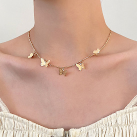 Chic Butterfly Pendant Tassel Collarbone Necklace for Women - Set of 5
