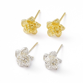 Brass Flower Stud Earrings for Women, Cadmium Free & Lead Free