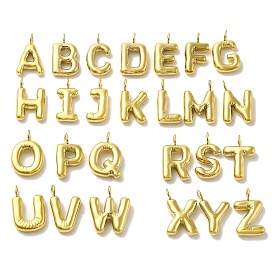 304 Stainless Steel Pendants, Real 14K Gold Plated, Balloon Letter Charms, Bubble Puff Initial Charms