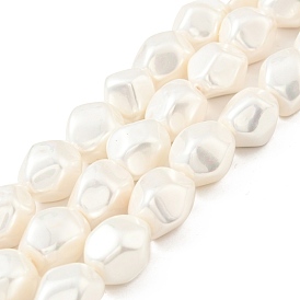 Electroplated Shell Pearl Beads Strands, Textured, Nuggets