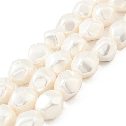 Electroplated Shell Pearl Beads Strands, Textured, Nuggets