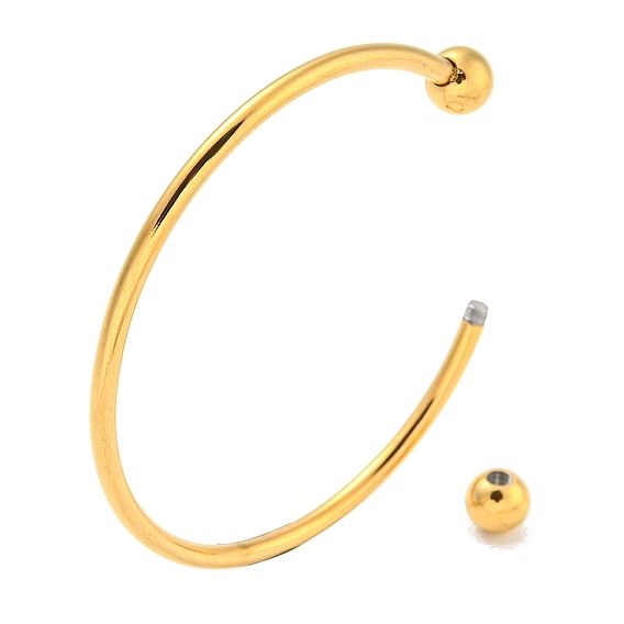 Ионное покрытие (IP) 304 браслеты-манжеты из нержавеющей стали для женщин, конец круглых бусин, которые можно закручивать, долговечный