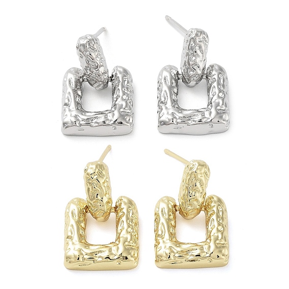 Серьги латунные гвоздики, долговечный, без свинца и без кадмия, квадратный