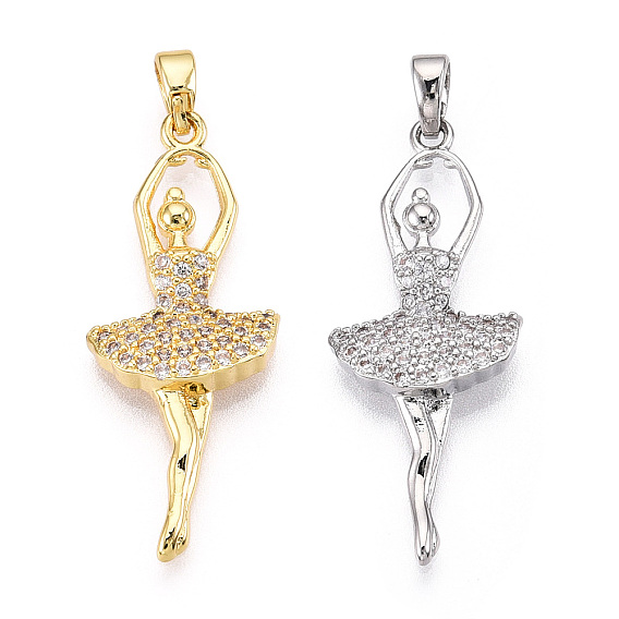 Латунные микро проложить кубического циркония подвески, без кадмия и без свинца, балерина