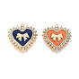 304 подвески из нержавеющей стали с хрустальными стразами и эмалью, сердце с бантом, ионное покрытие (ip), реальный 18 k позолоченный