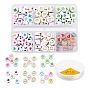 DIY-Schmuck machen Kits, einschließlich flacher runder opaker & leuchtender & plattierter Acrylperlen und Kristallfaden
