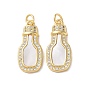 Brass Micro Pave Cubic Zirconia Pendants, Cadmium Free & Lead Free, with Shell, Real 18K Gold Plated, Bottle