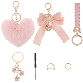 4 стильный брелок для ключей в виде сердца из полиэстера и эмали, Сплав с застежкой