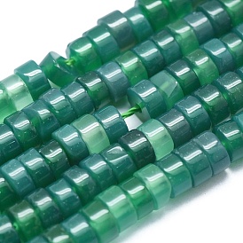 Natural Green Onyx Agate Beads Strands, Dyed, Flat Round/Disc