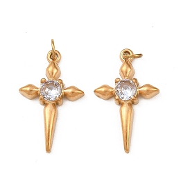 304 нержавеющая сталь с подвесками из прозрачного кубического циркония, крест прелести, ионное покрытие (ip), с целью перехода в кольце