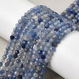 Природные голубые авантюрин бисером пряди, граненые, круглые, окрашенная и подогревом