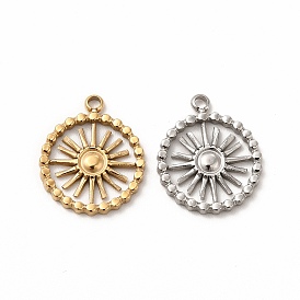 Ion Plating(IP) 304 Stainless Steel Pendants, With Jump Ring, Sun