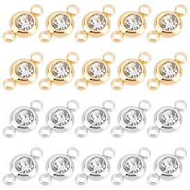 20 шт. 2 цвета 304 подвески-коннекторы из нержавеющей стали со стразами, плоско-круглые