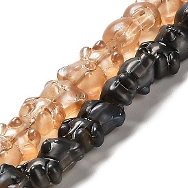 Electroplate Glass Beads Strands, Frosted, Bear
