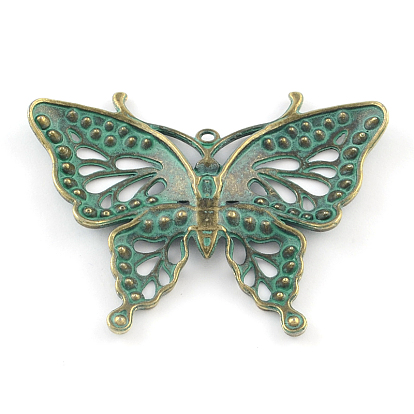 Zinc Alloy Butterfly Pendants Rhinestone Settings, Cadmium Free & Lead Free, Fit for 1.5~2.5mm rhinestone, 48x62x6mm, Hole: 2mm