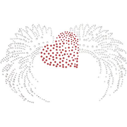 Heart with Wing Glitter Hotfix Rhinestone, Iron on Patches, Dress Shoes Garment Decoration