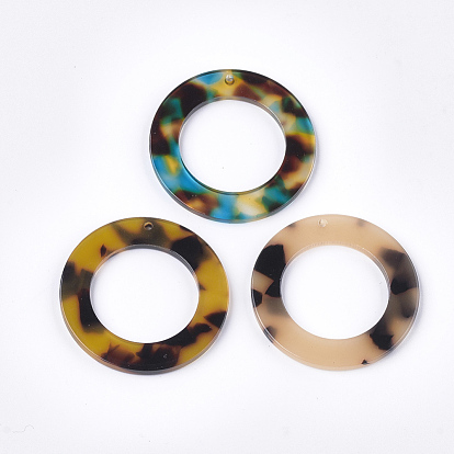 Cellulose Acetate(Resin) Pendants, Leopard Print, Ring