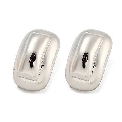 Rack Plating Brass Stud Earrings, Long-Lasting Plated, Lead Free & Cadmium Free,  Rectangle