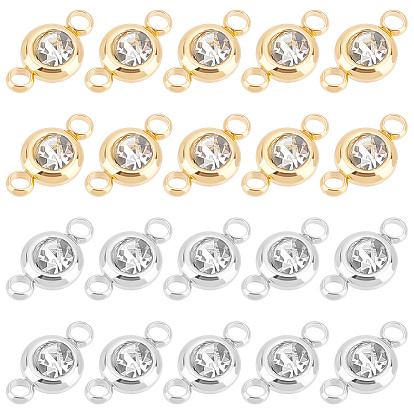 20 шт. 2 цвета 304 подвески-коннекторы из нержавеющей стали со стразами, плоско-круглые