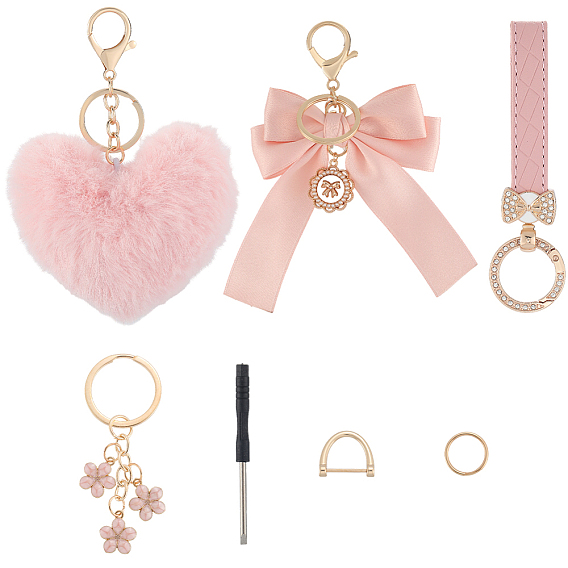 4 стильный брелок для ключей в виде сердца из полиэстера и эмали, Сплав с застежкой