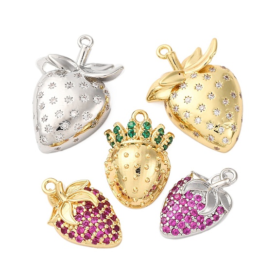Латунные микро проложить кубического циркония подвески, клубника прелести, стойки покрытие, долговечный, без кадмия и без свинца