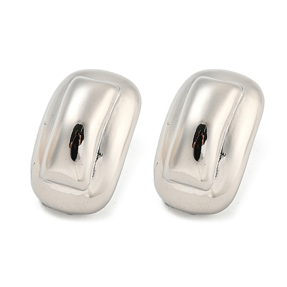 Rack Plating Brass Stud Earrings, Long-Lasting Plated, Lead Free & Cadmium Free,  Rectangle