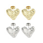 Heart with Word Love Brass Stud Earrings, Long-Lasting Plated, Lead Free & Cadmium Free