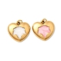 304 нержавеющей стальной эмали подвески, подвески в виде сердца с кленовыми листьями, с целью перехода в кольце, ионное покрытие (ip), реальный 18 k позолоченный