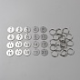 201 Stainless Steel Numbered Marking Identification Hang Tags, Luggage Labels, ID Tag, Number Markers, with Iron Key Rings, Flat Round with Hollow Number