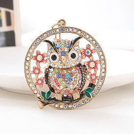 Small gift key chain owl pendant cute diamond animal car key chain metal pendant