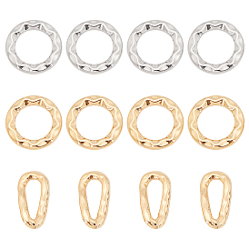 Unicraftale 30Pcs 3 Style 304 Stainless Steel Linking Rings, Mixed Shapes
