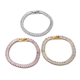 Ионное покрытие (IP) 304 браслеты-цепочки с прямоугольными звеньями из нержавеющей стали и кубическим цирконием для женщин, теннисные браслеты