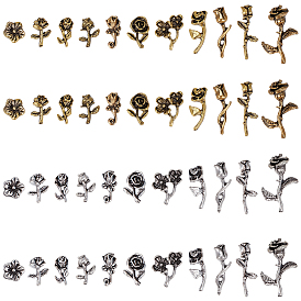 88шт 22 стили цветок сплав кабошоны, аксессуары для украшения ногтей для женщин