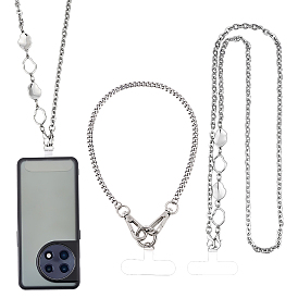 Прямоугольный нашивка на ремешок мобильного телефона из ТПУ, с цепочками для сумок из нержавеющей стали с кольцами, цепочки для телефонных ремешков из железа