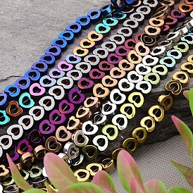 Electroplated Heart Non-magnetic Synthetic Hematite Bead Strands, 7.5x7.5x3mm, Hole: 1mm, about 51pcs/strand, 15.7 inch