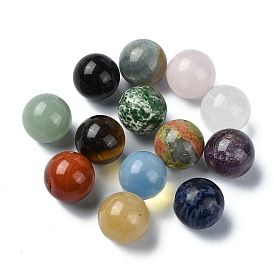 Круглые шариковые бусины из смешанных драгоценных камней, сферы бусины, нет отверстий / незавершенного